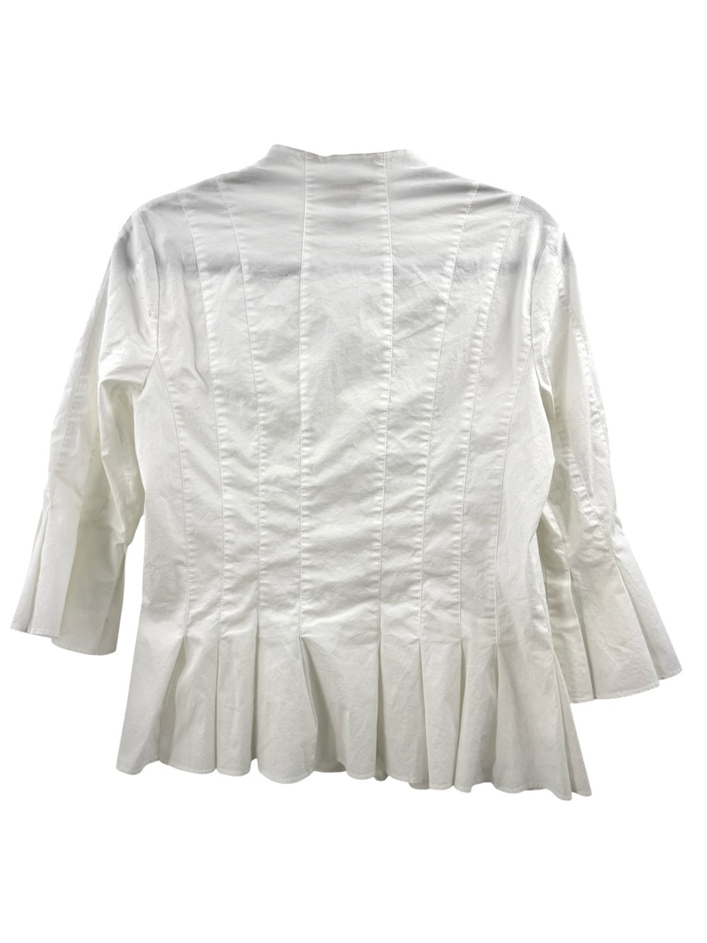 NEXX White Peplum Blouse Bell Sleeve Stretch Cotton Button Front Medium - Picture 5 of 8